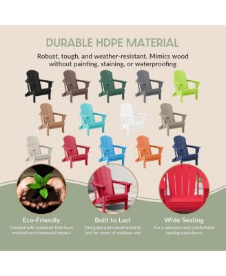 All-Weather Contoured Outdoor Poly Folding Adirondack Chair (Set of 8)