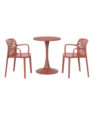 3-Piece Outdoor Indoor Metal Patio Dining Table Set With Stackable Patio Chairs