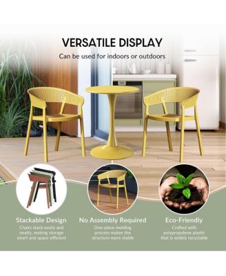 5-Piece Modern Patio Square Dining Table Set with Stackable Patio Dining Chairs