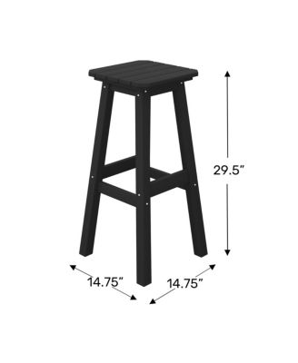 29" HDPE Outdoor Patio Square Backless Bar Stool