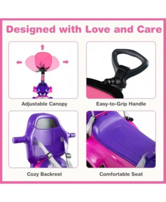 3 In 1 Toddler Push Car Ride On Toy With Canopy Storage And Parental Handle