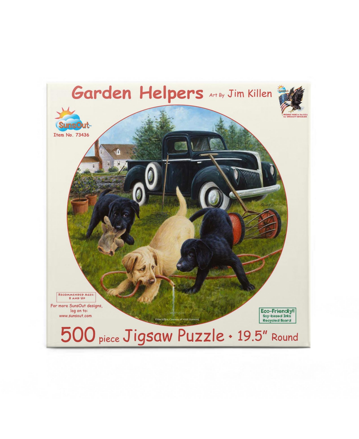 SunsOut Garden Helpers 500 piece Jigsaw Puzzle for Adults Round