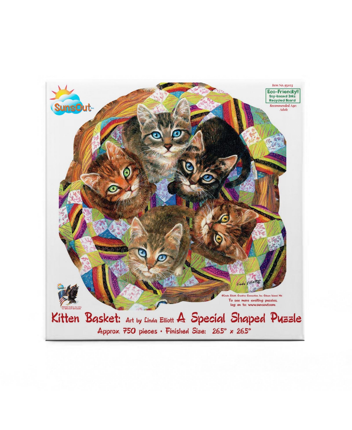 SunsOut Kitten Basket 750 piece Jigsaw Puzzle for Adults Special Shape