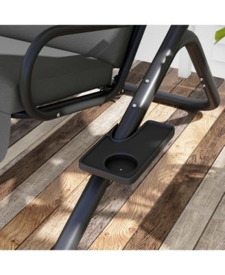 2-Seat Patio Swing Chair w/ Removable Canopy & Cup Holders,