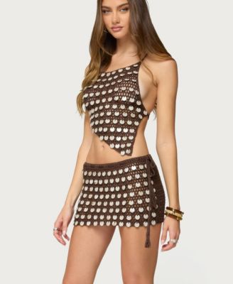 Women's Alora Iridescent Crochet Backless Top