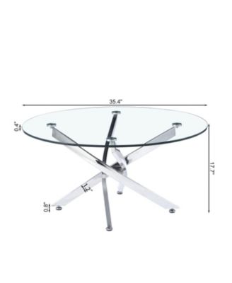Modern Round Tempered Glass Coffee Table With Chrome Legs