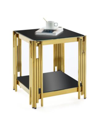 Mirrored Glass End Table with Gold Frame, 20