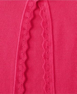 Women's Blend Scallop Edge Fitted Cardigan Sweater