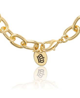 Pave Initial Charm Bracelet - 7.5'' Gold Tone Link