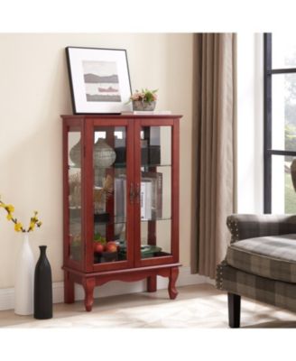 Lighted Display Cabinet with Glass Doors and Adjustable Shelves