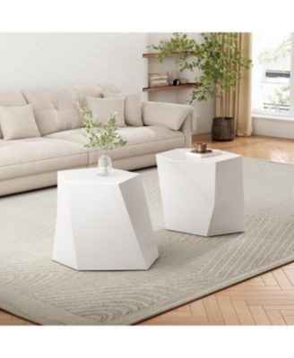 Geometric Coffee Table Set - Modern Nesting Tables