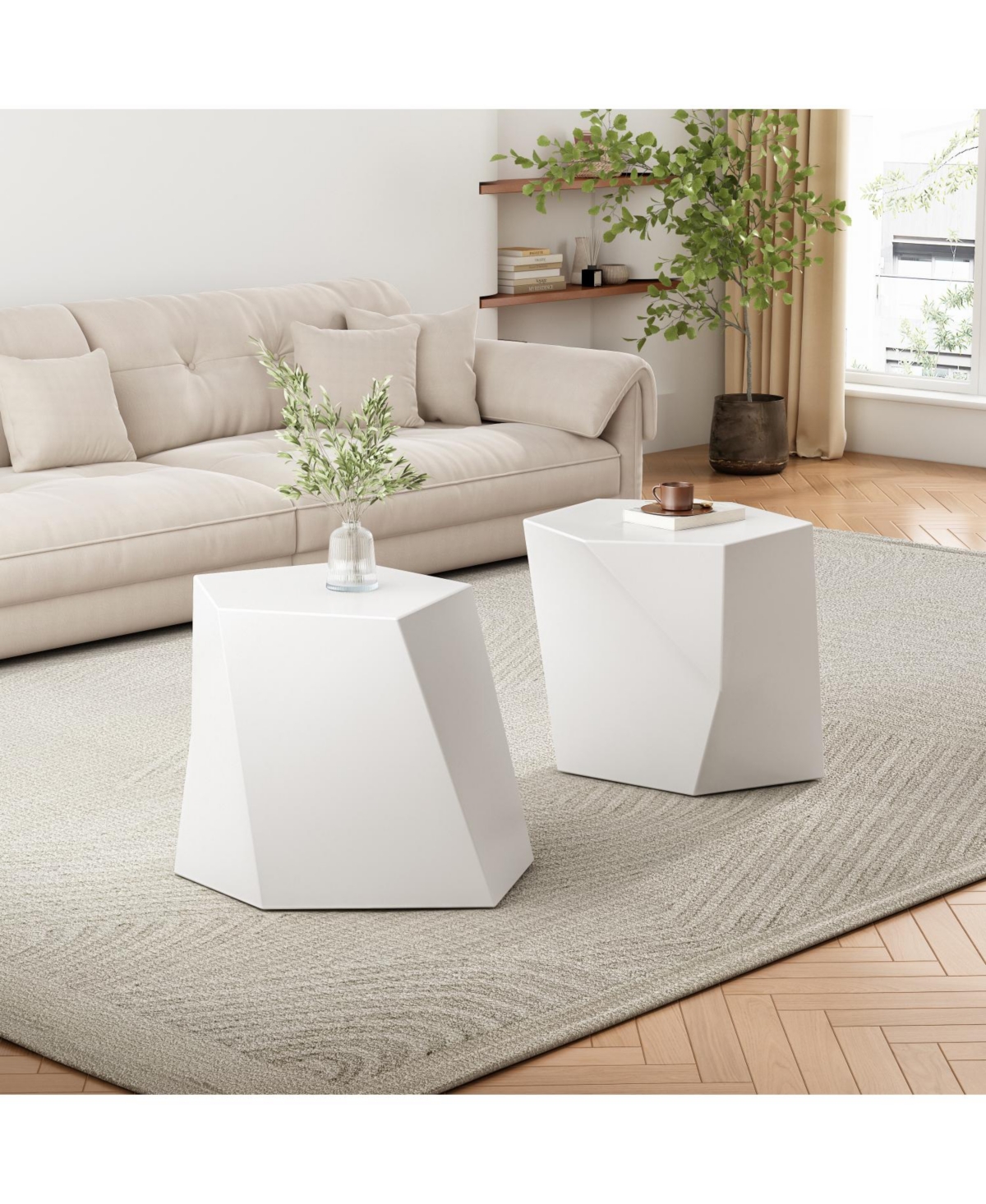 Streamdale Furniture Geometric Coffee Table Set - Modern Nesting Tables