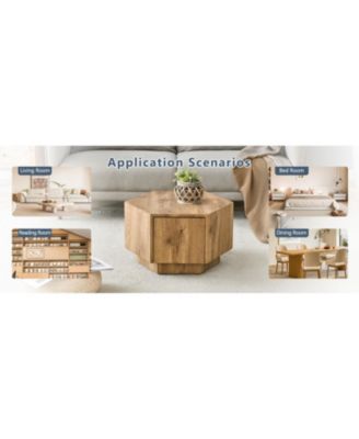 Hexagonal Coffee Table with Drawers