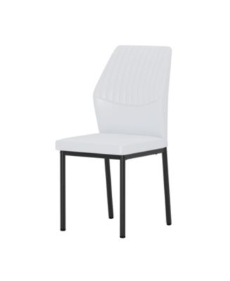 Luxury White PU Dining Chairs - Set of 4 Black Metal Legs
