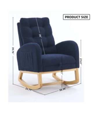 Navy Blue Rocking Chair with Footrest & Pocket