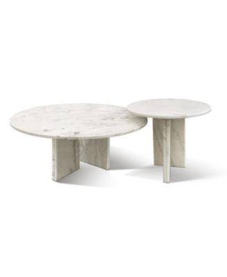 Streamdale White Marble Coffee Table Set - Living Room Tables