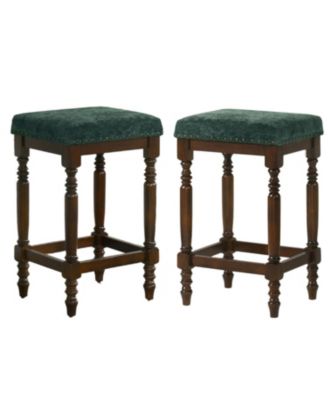 Streamdale Rustic Walnut Counter Stools (Set of 2) - 26 Inch, Padded Seat