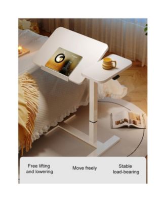 Streamdale Rolling Overbed Laptop Desk - Adjustable, Tilting - White