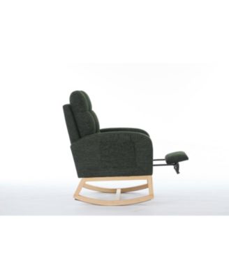 Modern Rocking Chair with Wood Legs & Adjustable Footrest