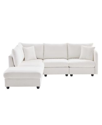 + 6-Piece + Fabric Upholstery + Modular Design with Ottoman & Pillows + Sectional Sofa