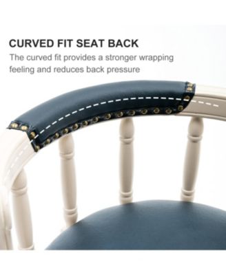 Bar Stools Seat Height 26" Leather Wooden Bar Stools(WHITE-BLUE 1pc)