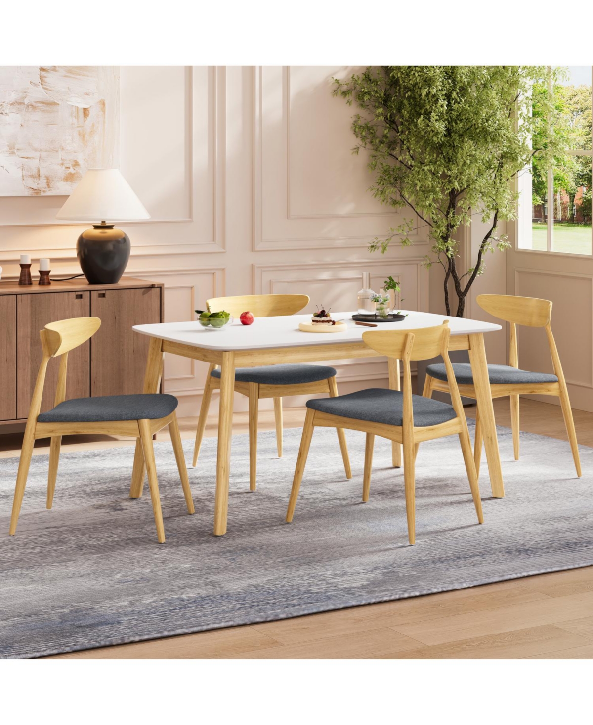 Streamdale Furniture 5-Piece Dining Set- Rubberwood Frame