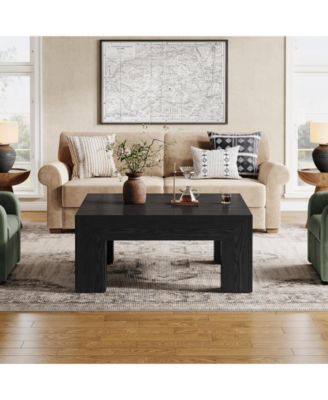 39.4-Inch Square Coffee Table for Living Room, Farmhouse All MDF Accent Center Cocktail Table