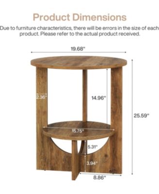 Round End Table with Storage, 2-Tier Tall Side Table for Living Room, Bedroom & Small Spaces