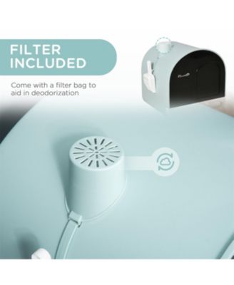 Green Covered Cat Litter Box with Lid - Includes Removable Tray, 17" x 17" x 18.5" for Indoor Cat