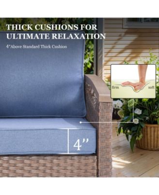 Farmhouse 2-Piece PE Wicker Outdoor Rocking Chair with Olefin Cushions/Metal Armrest