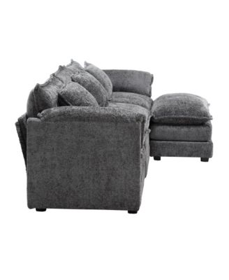 Streamdale Oversized Sectional Cloud Couch, Modern Chenille L Shape, Ottoman & Memory Foam