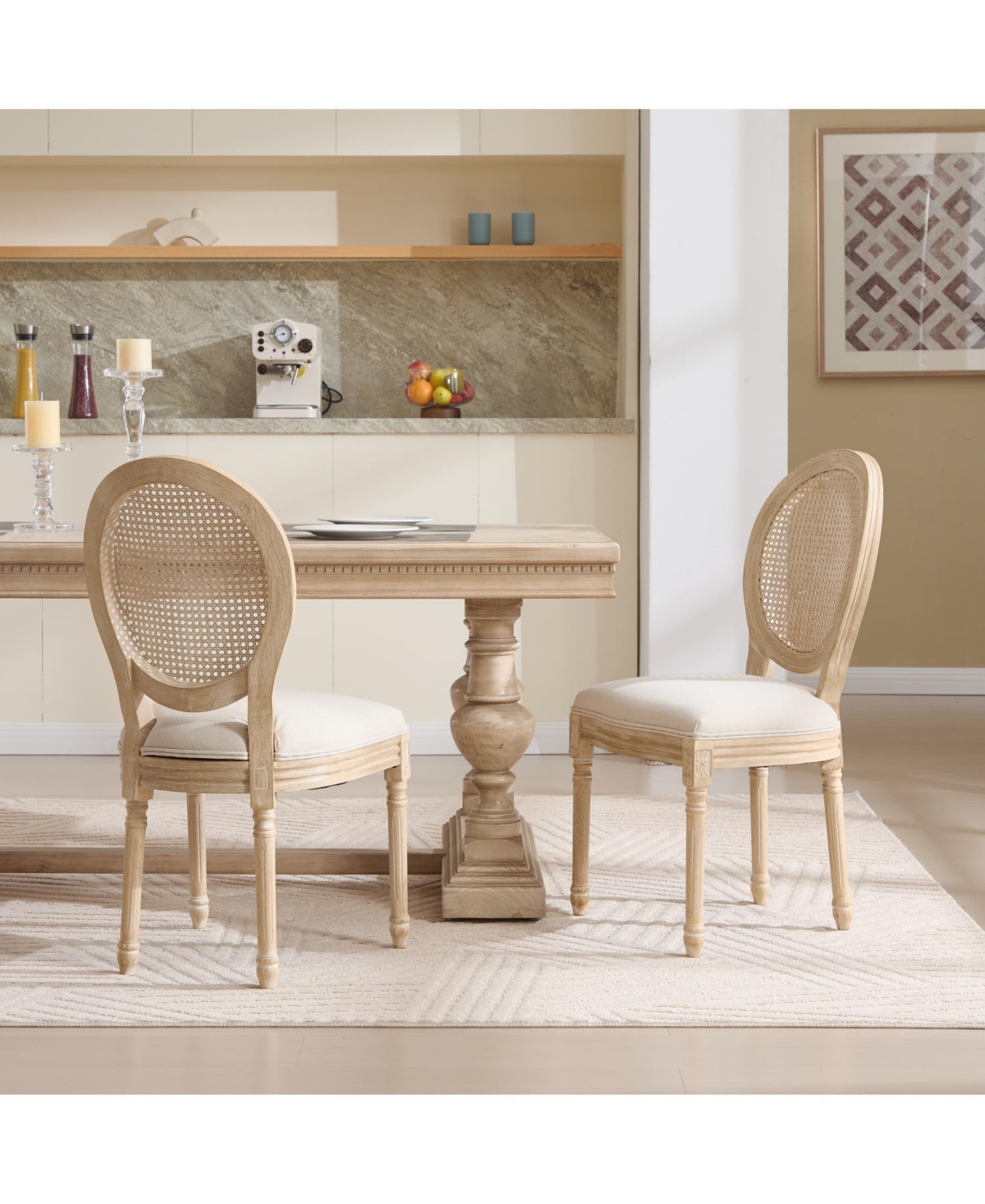 Streamdale Furniture French Country Rattan Back Dining Chairs - Set of 2