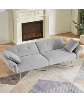 Teddy Upholstered Loveseat Sofa Bed with Adjustable Back - Grey