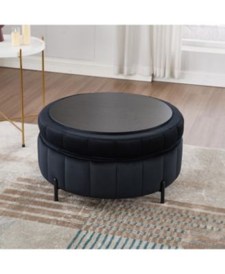 31.5" Velvet Storage Ottoman - Black