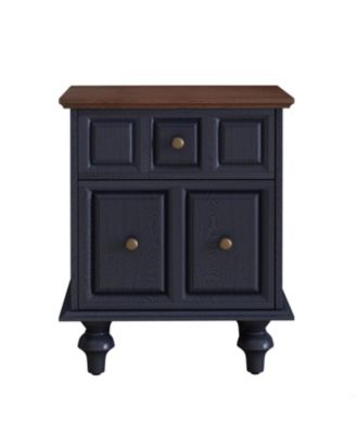 Streamdale Vintage Nightstand 2 Drawer Roman Column Legs Dark Blue
