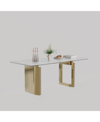 Sintered Stone & Glass Top Dining Table