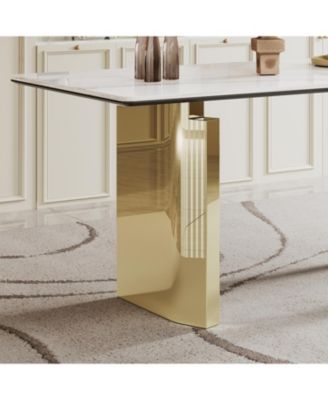 Sintered Stone & Glass Top Dining Table