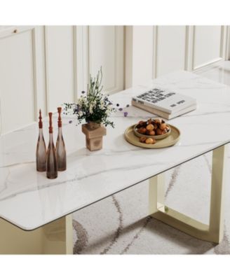 Sintered Stone & Glass Top Dining Table