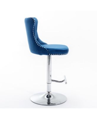 Streamdale Swivel Velvet Barstools, Adjustable Height, Chrome Base, Set of 2