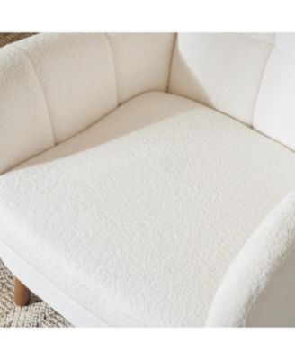 Streamdale White Teddy Fabric Accent Chair