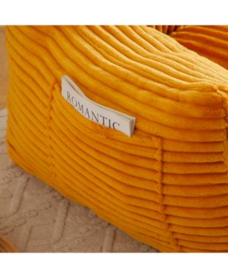  Giant Yellow Plush Bean Bag Chair with Footstool