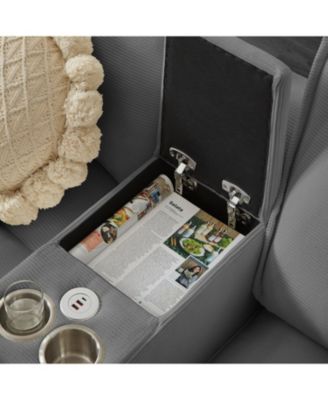 120" Corduroy Sectional Sofa Bed w/Storage, U-Shape, 4-Seater, Cup Holders