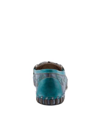 L’Artiste Women’s DELAVIGNE Handpainted Floral Loafers with Gold Bit Accent, Cushioned Insole & Flexible Sole