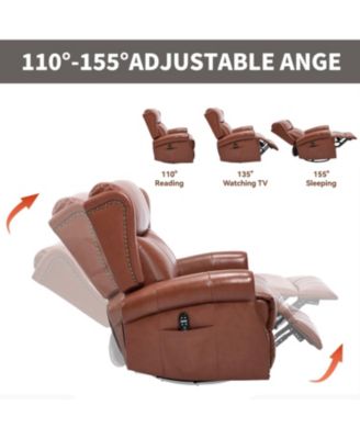 Streamdale Red Leather Heat Massage Rocker Swivel Recliner
