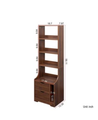+ 1 Pc. + Wood + 2 Storage Drawers & Bookshelf + Night Stand