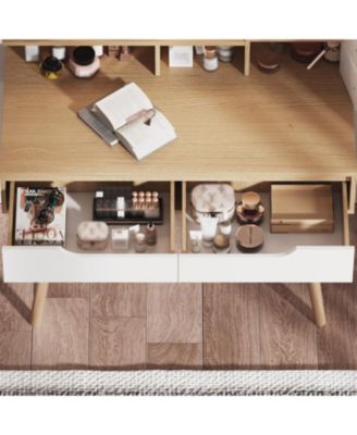 Streamdale Lighted Vanity Desk with 3 Adjustable Mirror and 4 Drawers