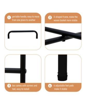 3 Tier Tray Table Paper Rope Woven Side Table (Natural)