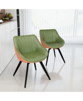 Medieval Modern Dining Chairs Set of 2(Green & Orange)