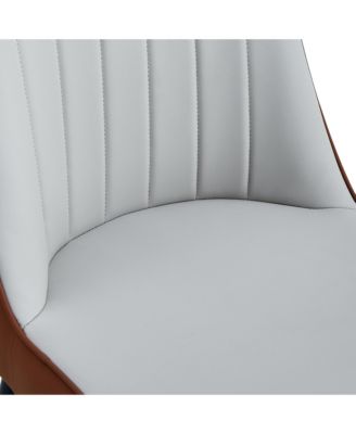 Streamdale Gray & Brown Dining/Living Room Chairs, PU Cushion, Metal Legs, 2-Piece Set