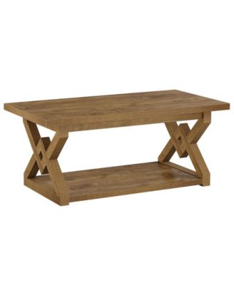 2-Tier Coffee Center Table for Living Room, 47.24-Inch Farmhouse Rectangle Tea Cocktail Table